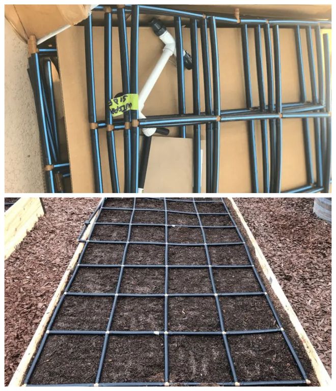 beat365官方最新版pvc管拼接成网格铺菜地里不用拎水浇菜按下开关就行真方便